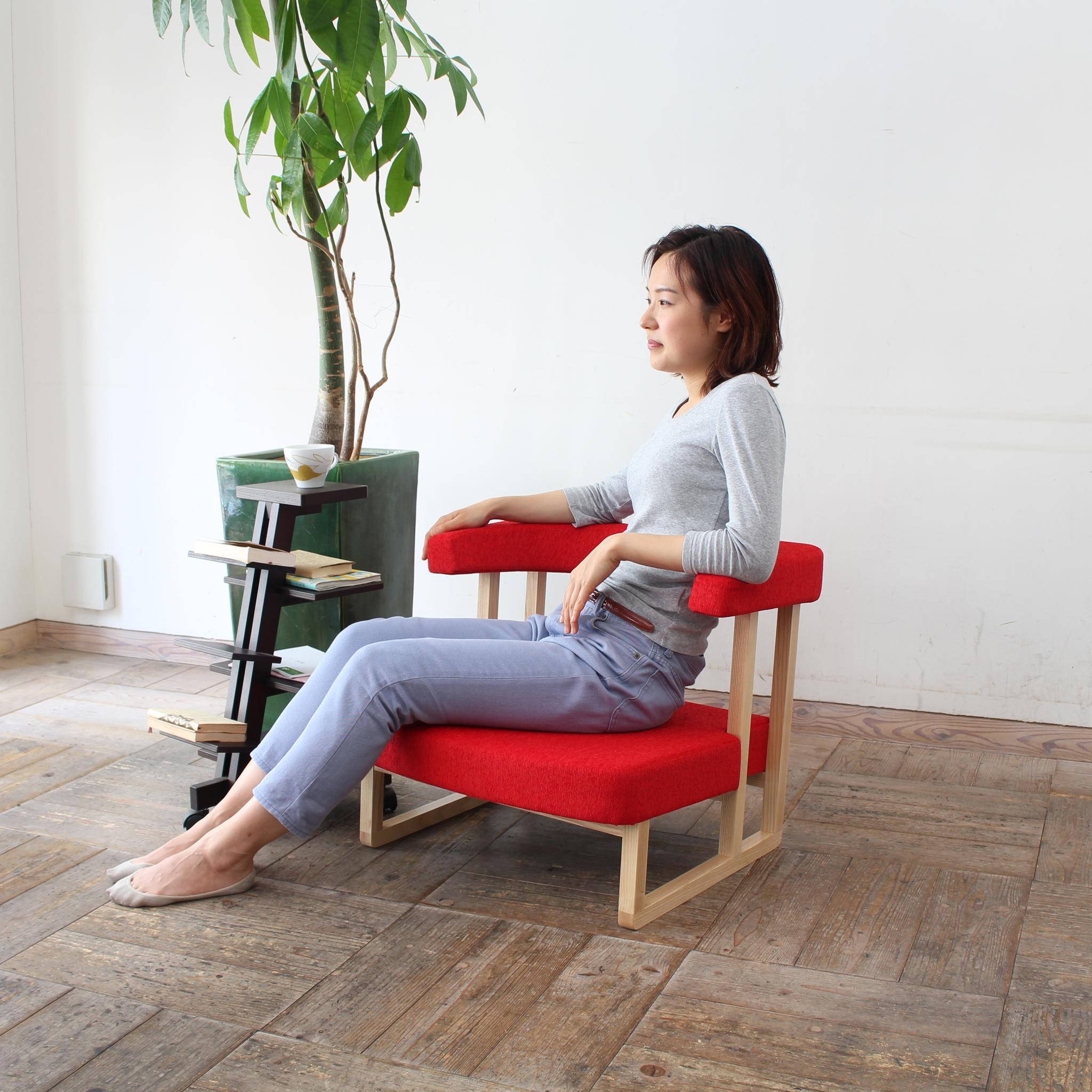 【母の日ギフト】　【送料無料×短納期】コ助ソファ (ナチュラル × レッド AN) | 2枚目