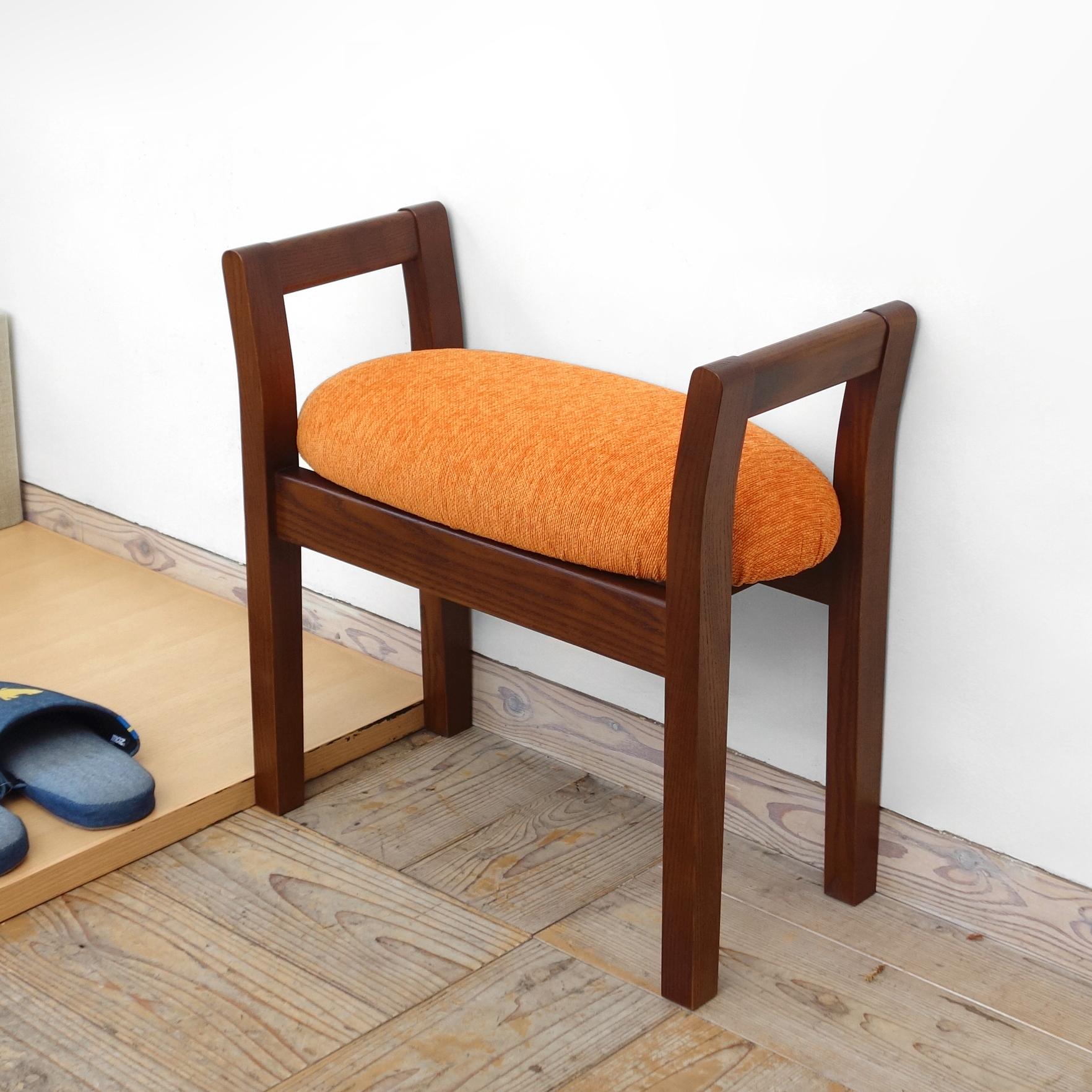 玄関スツール ダブルアーム 収納付 (BR×ANオレンジ)1枚目の画像