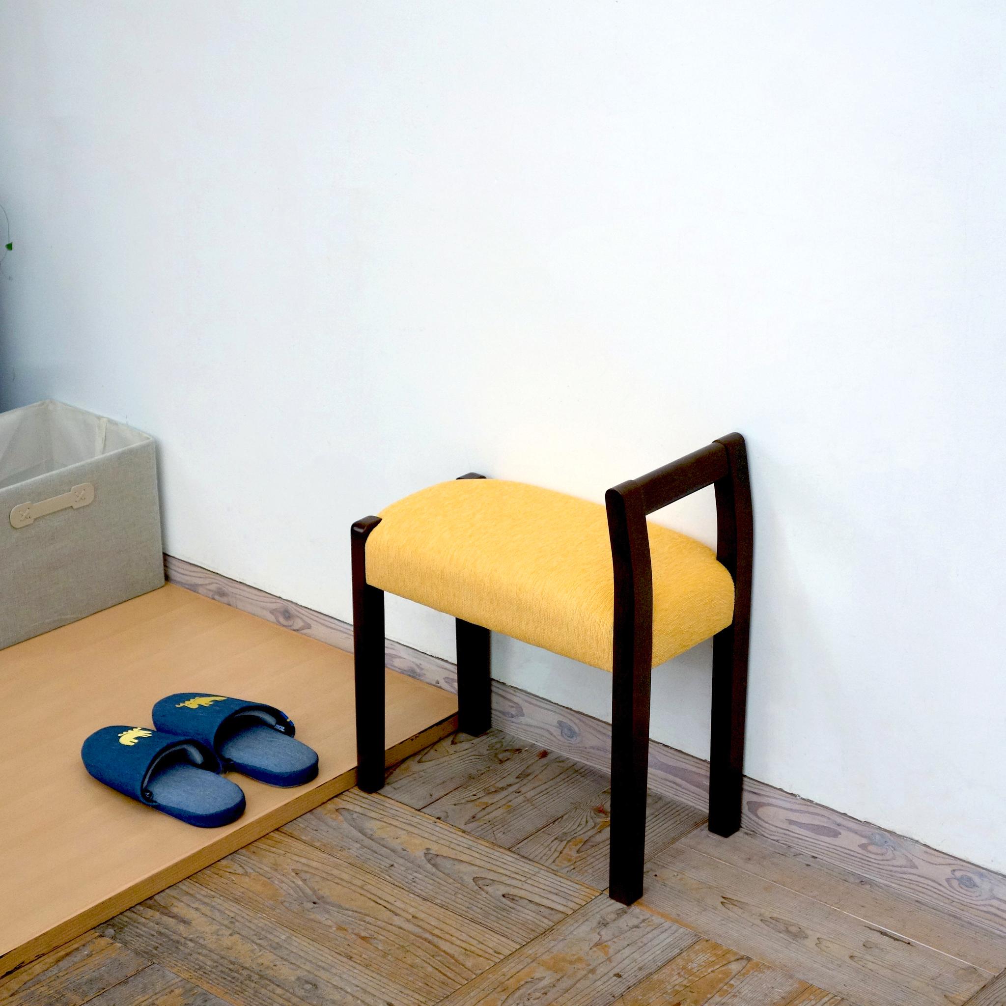 玄関スツール サイドアーム W450(BR×ANイエロー)1枚目の画像